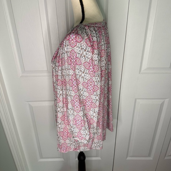 JNY Pink, black, 3/4 sleeve summer Women Flowy peasant Top plus size 1X rayon - Picture 3 of 6